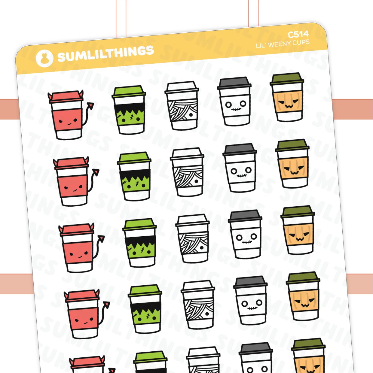 Lil' Halloween Cups Stickers - SumLilThings