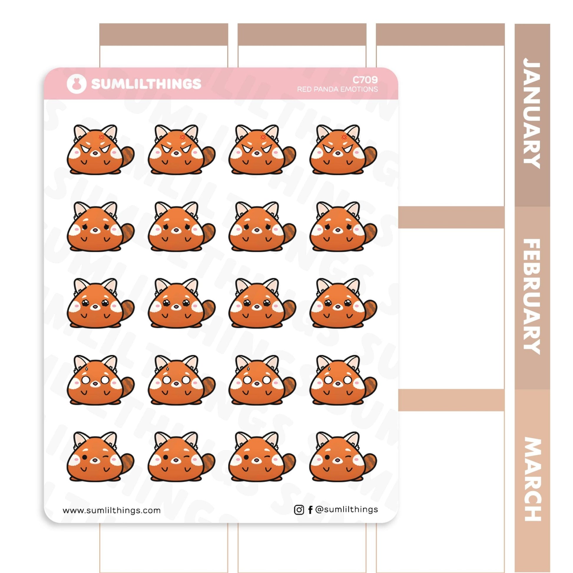 Lil' Red Panda Emotions Stickers - SumLilThings