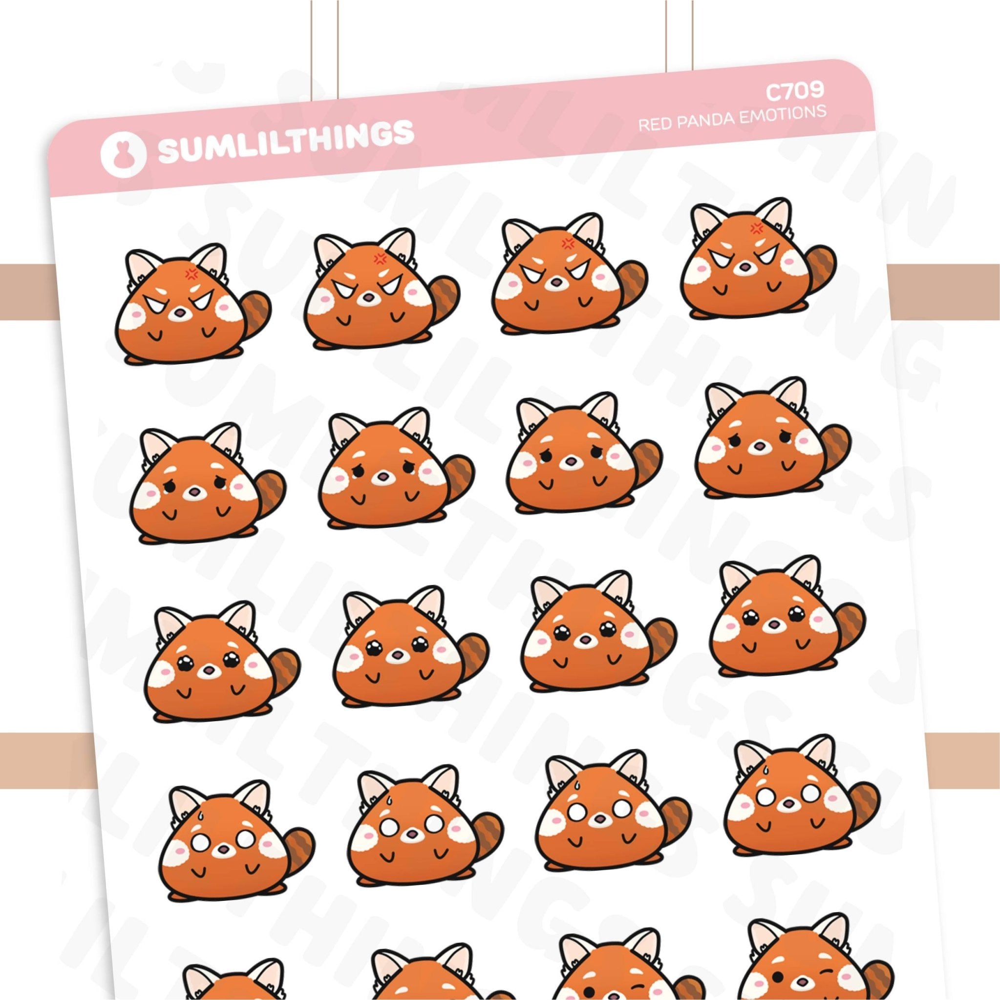 Lil' Red Panda Emotions Stickers - SumLilThings