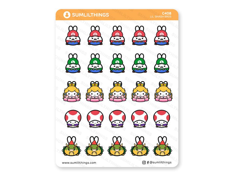 Lil' Smash Bros // Mario Stickers - SumLilThings