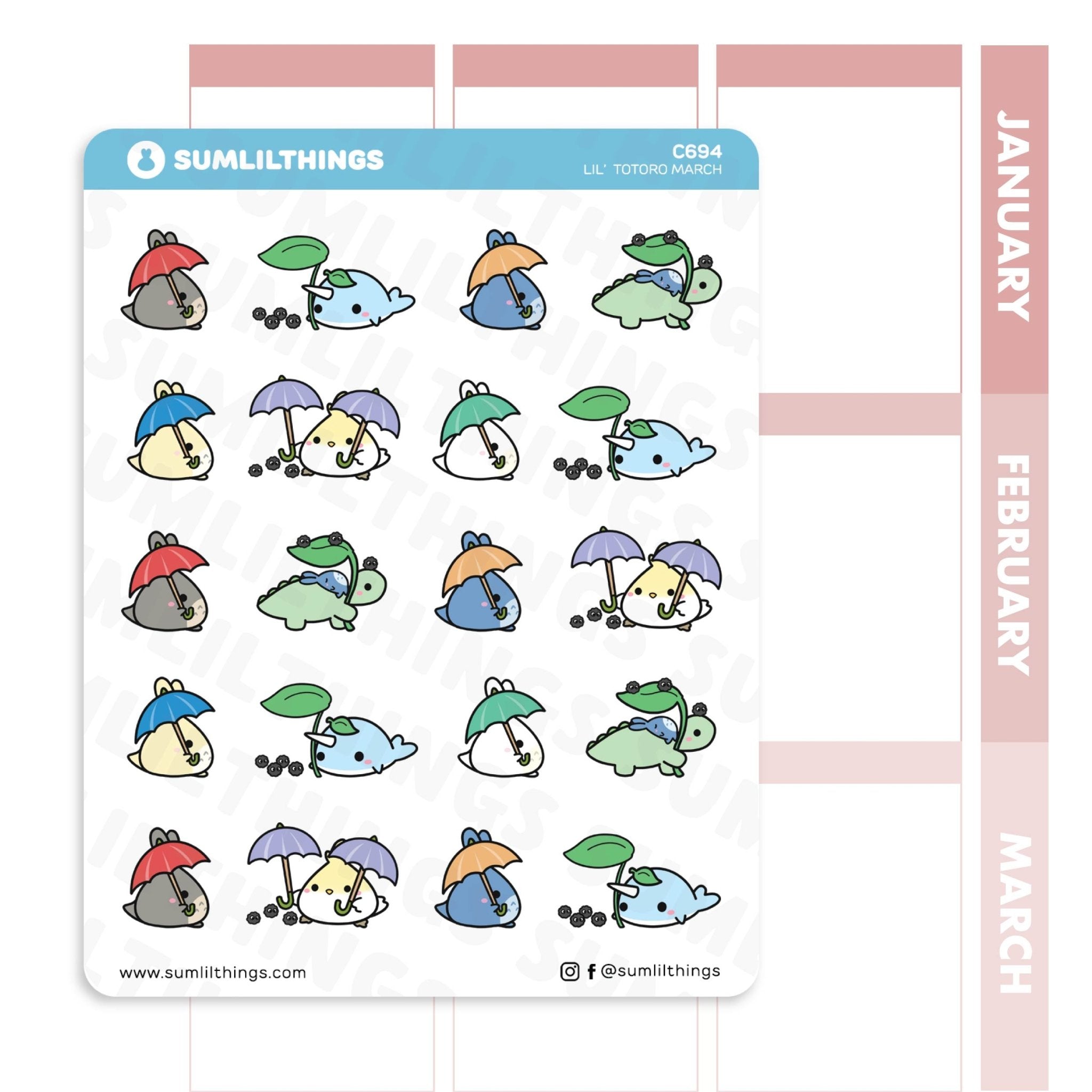 Lil' Totoro March Stickers - SumLilThings