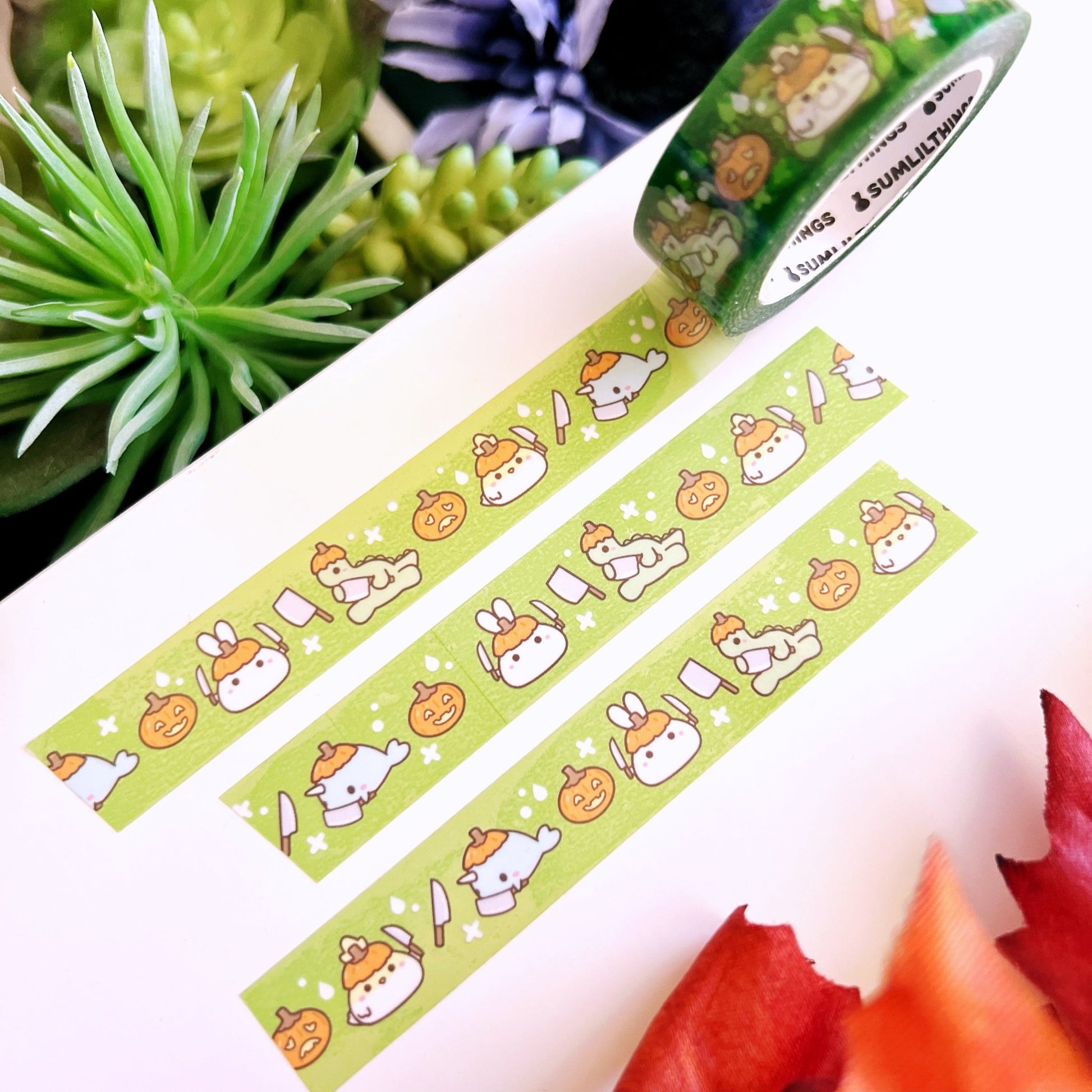 PET Clear Tape - Lil' Stabby Pumpkins- Transparent - 15mm - SumLilThings