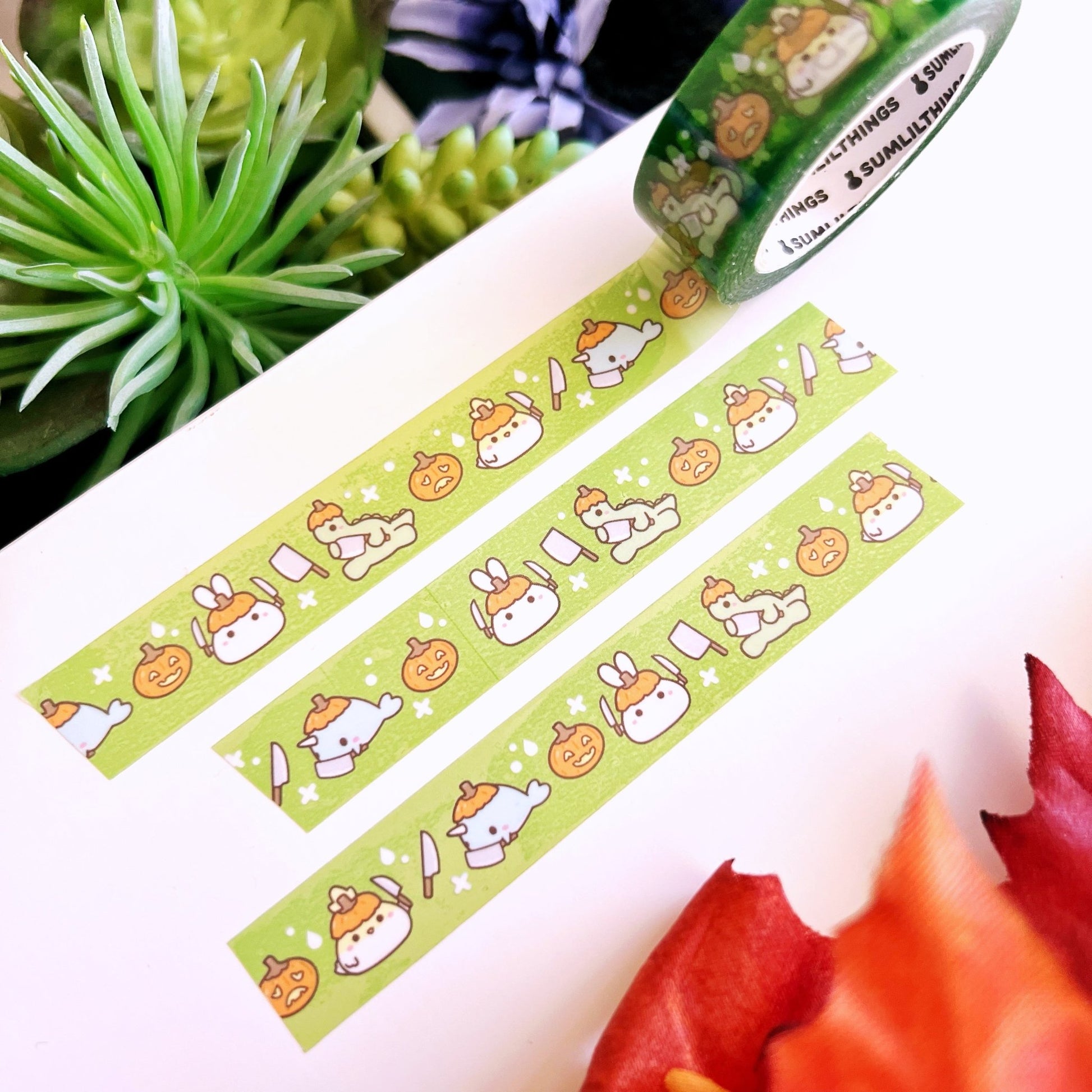 PET Clear Tape - Lil' Stabby Pumpkins- Transparent - 15mm - SumLilThings