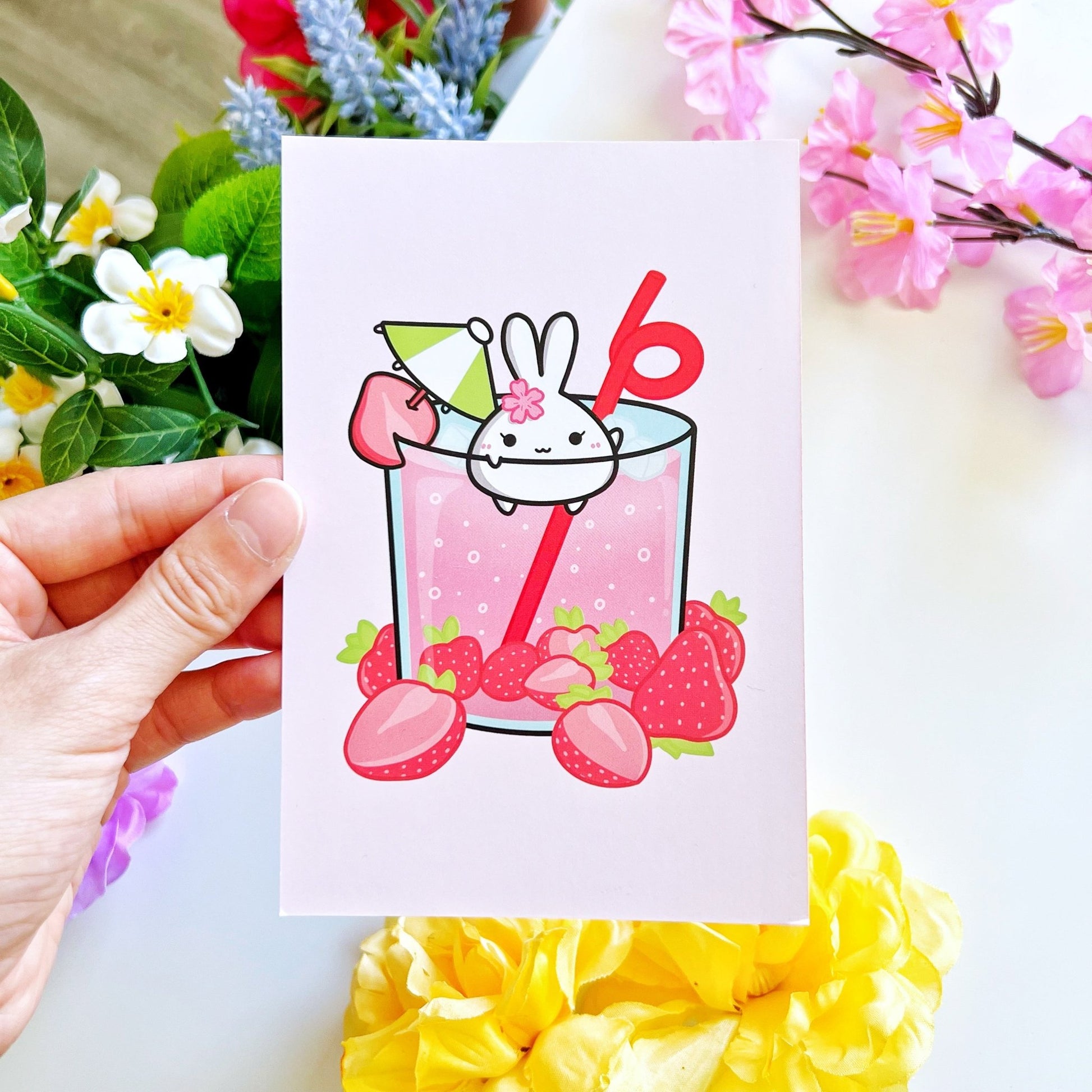 Postcard - Strawberry Soda (Mimi) - SumLilThings