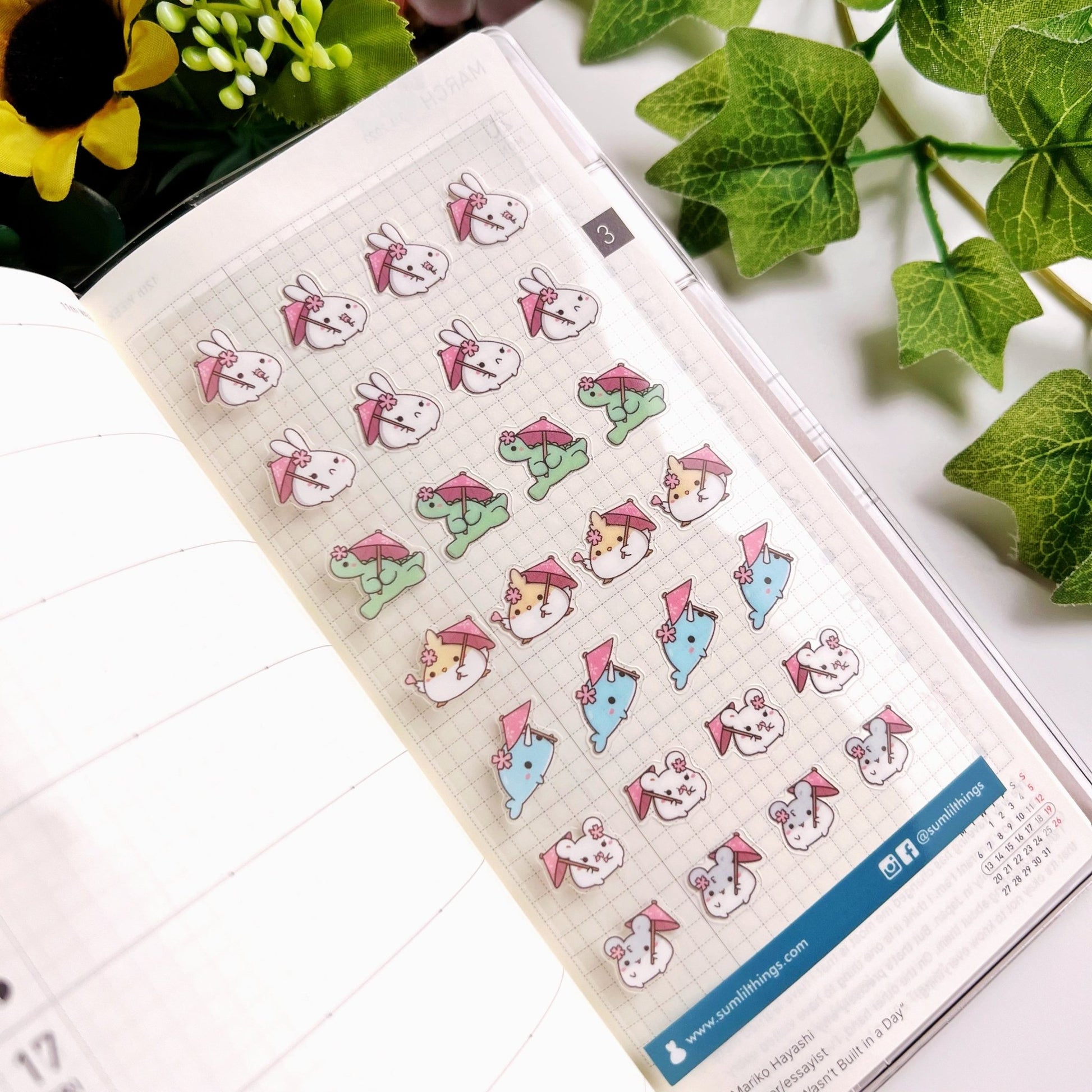 Seal Sticker - Umbrella Sakura - Transparent - SumLilThings