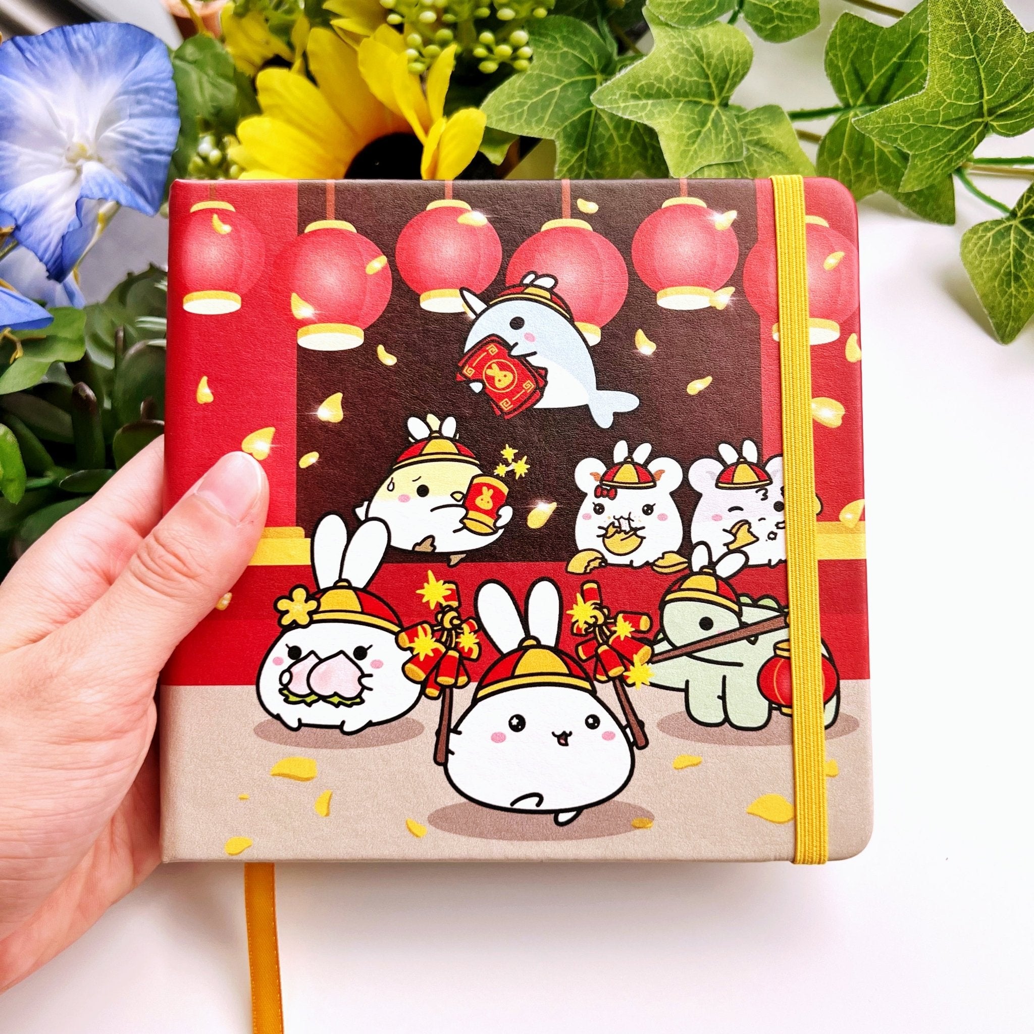 Square PU Notebook - Lunar New Year - Gold Foil (Dot Grid) - SumLilThings
