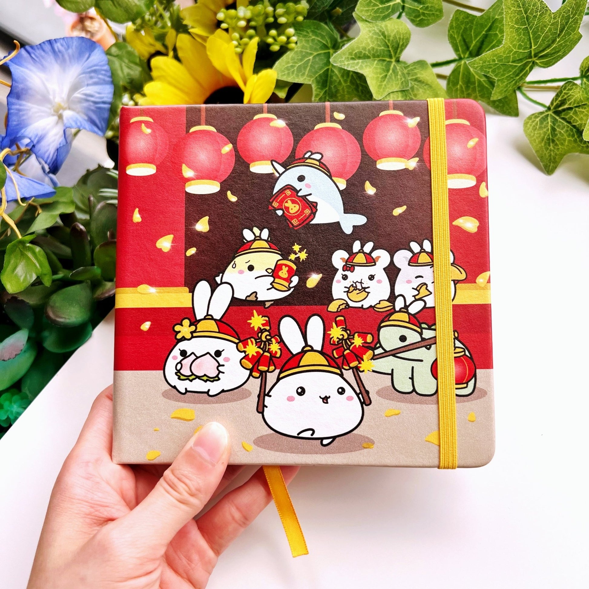 Square PU Notebook - Lunar New Year - Gold Foil (Dot Grid) - SumLilThings