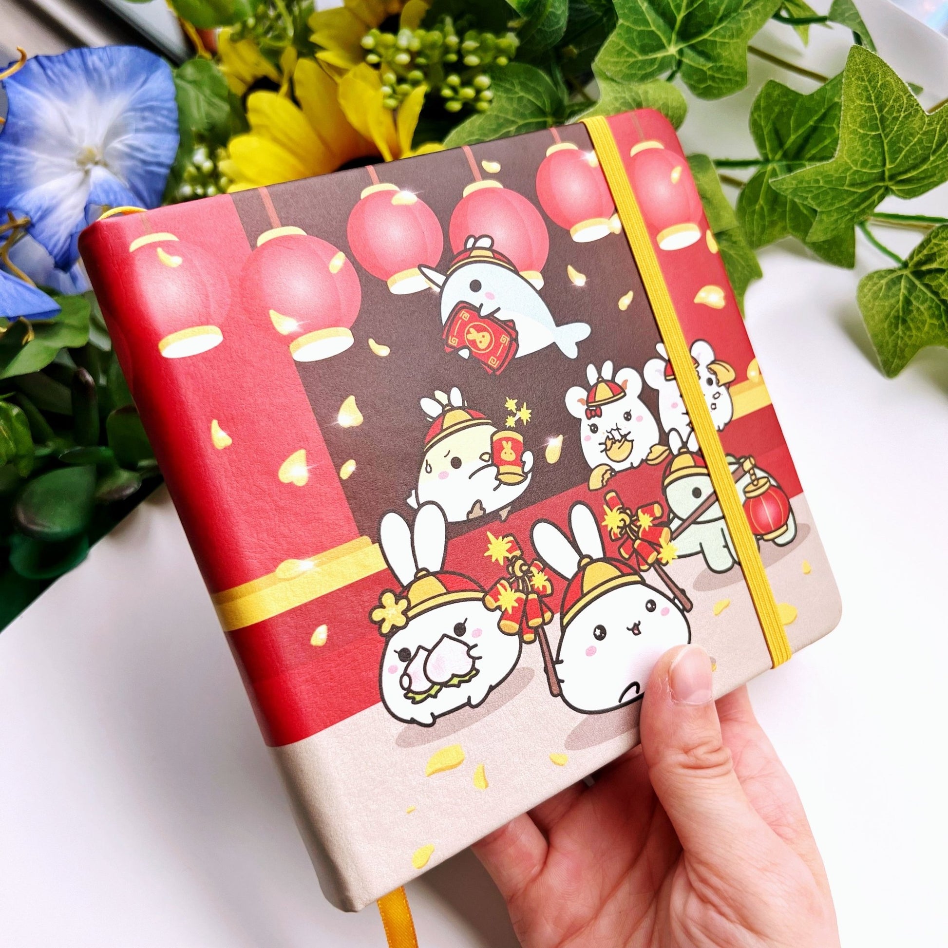 Square PU Notebook - Lunar New Year - Gold Foil (Dot Grid) - SumLilThings