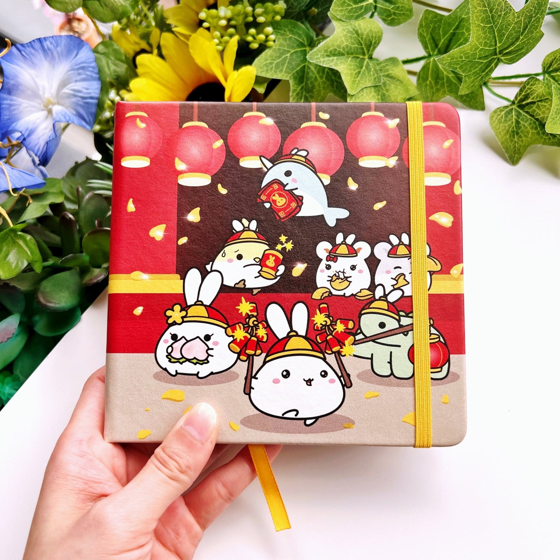 Square PU Notebook - Lunar New Year - Gold Foil (Dot Grid) - SumLilThings