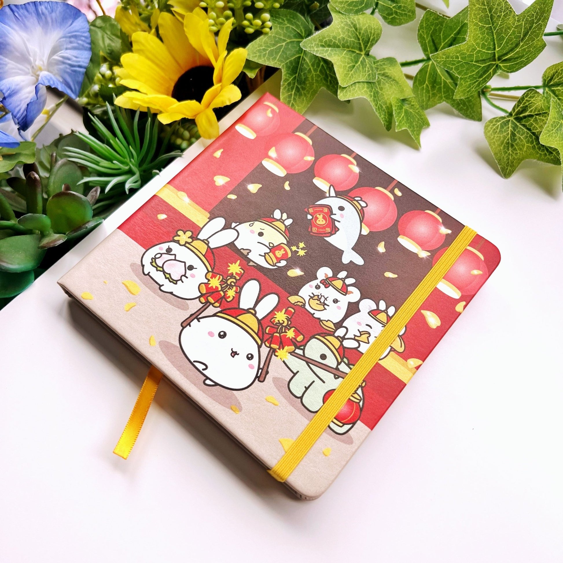 Square PU Notebook - Lunar New Year - Gold Foil (Dot Grid) - SumLilThings