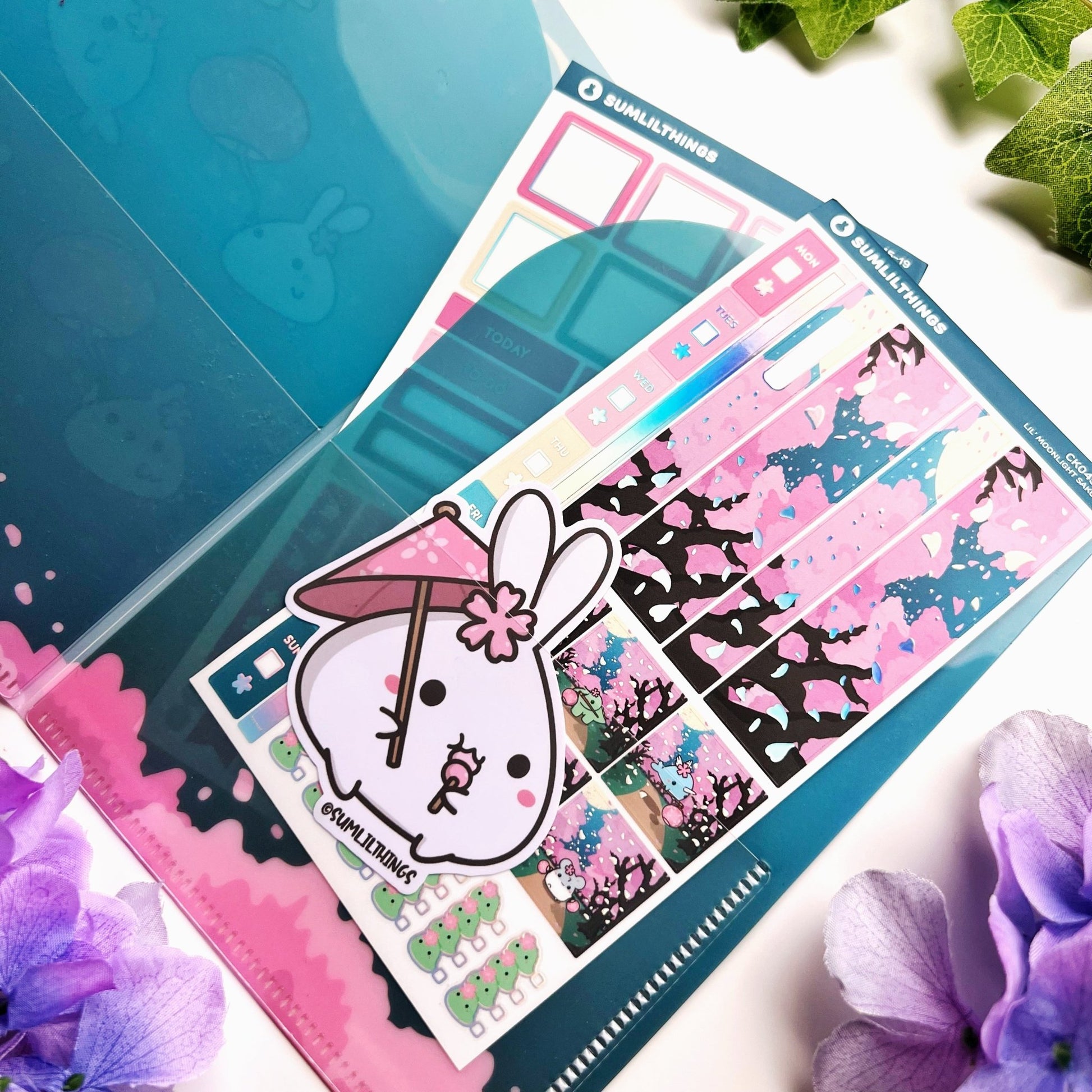 Sticker Folder - Floating Sakura Lanterns (B6 Size) - SumLilThings