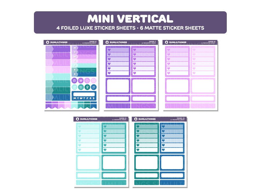 Vertical Kit - Enchanted Library (10 Pages) - Gold Foil - SumLilThings