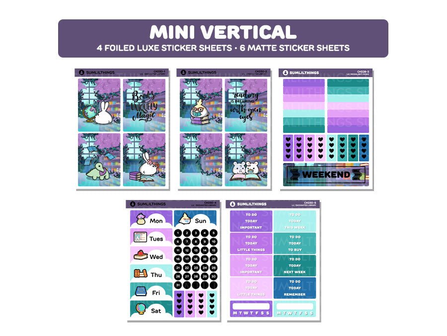 Vertical Kit - Enchanted Library (10 Pages) - Gold Foil - SumLilThings