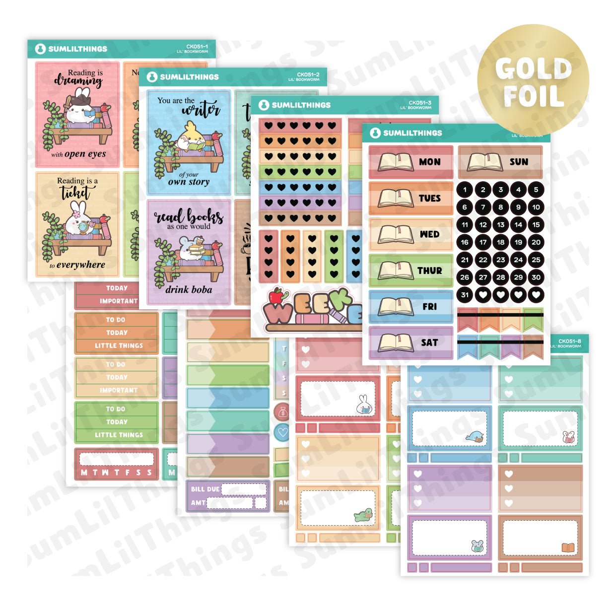 Vertical Kit - Lil' Bookworm - Gold Foil - SumLilThings