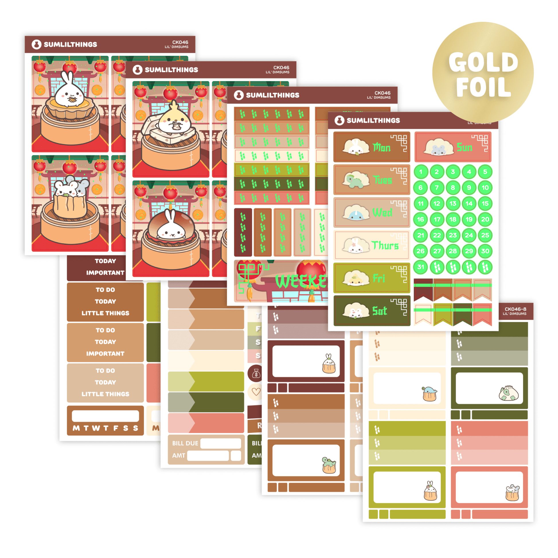 Vertical Kit - Lil' Dimsums (9 Pages) - Gold Foil - SumLilThings