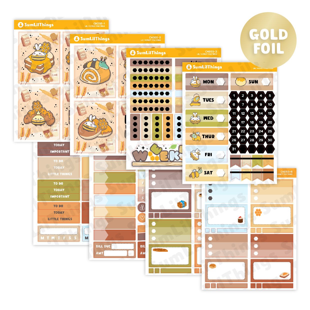 Vertical Kit - Lil' Honey Pastries (10 Pages) - Gold Foil - SumLilThings