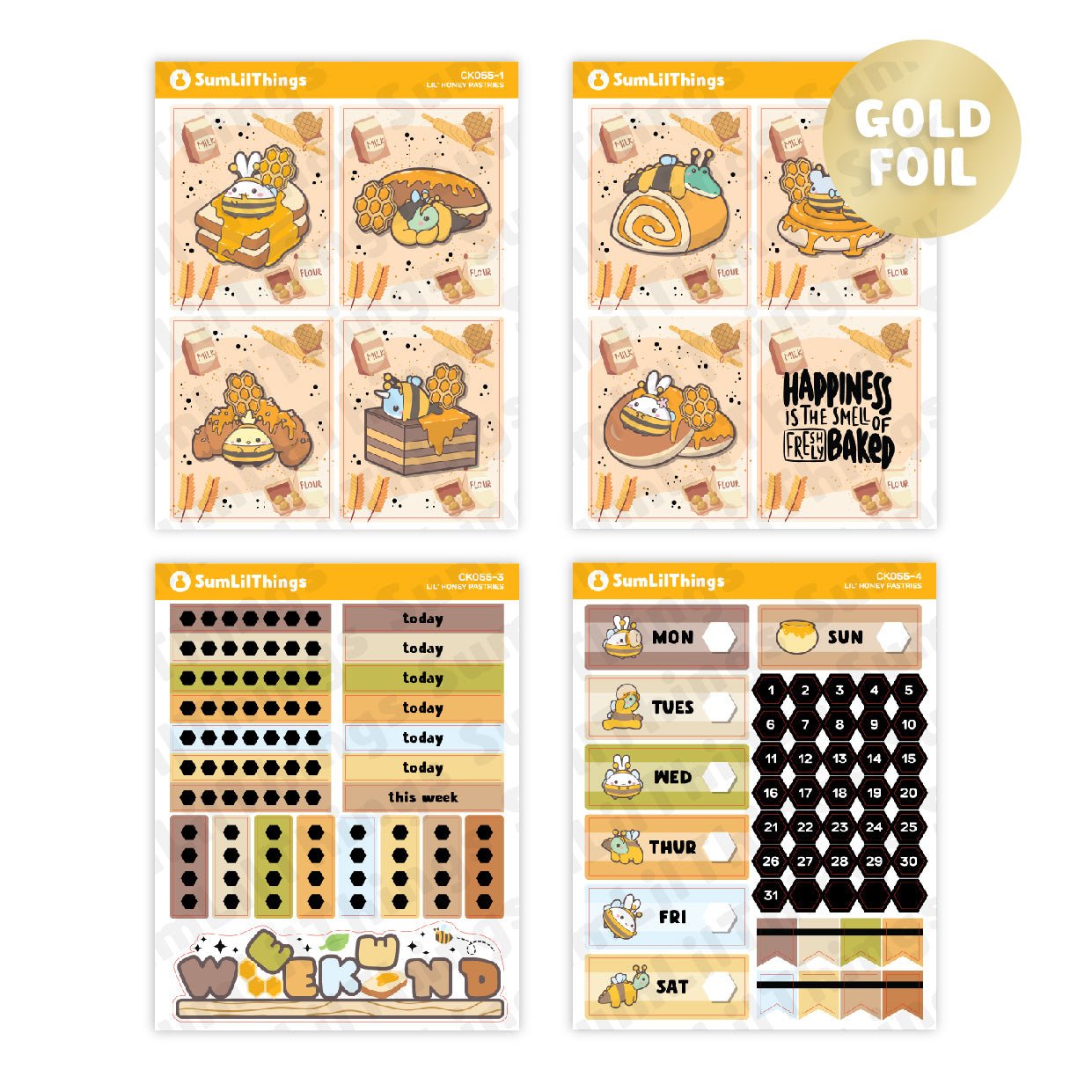 Vertical Kit - Lil&#39; Honey Pastries (10 Pages) - Gold Foil - SumLilThings