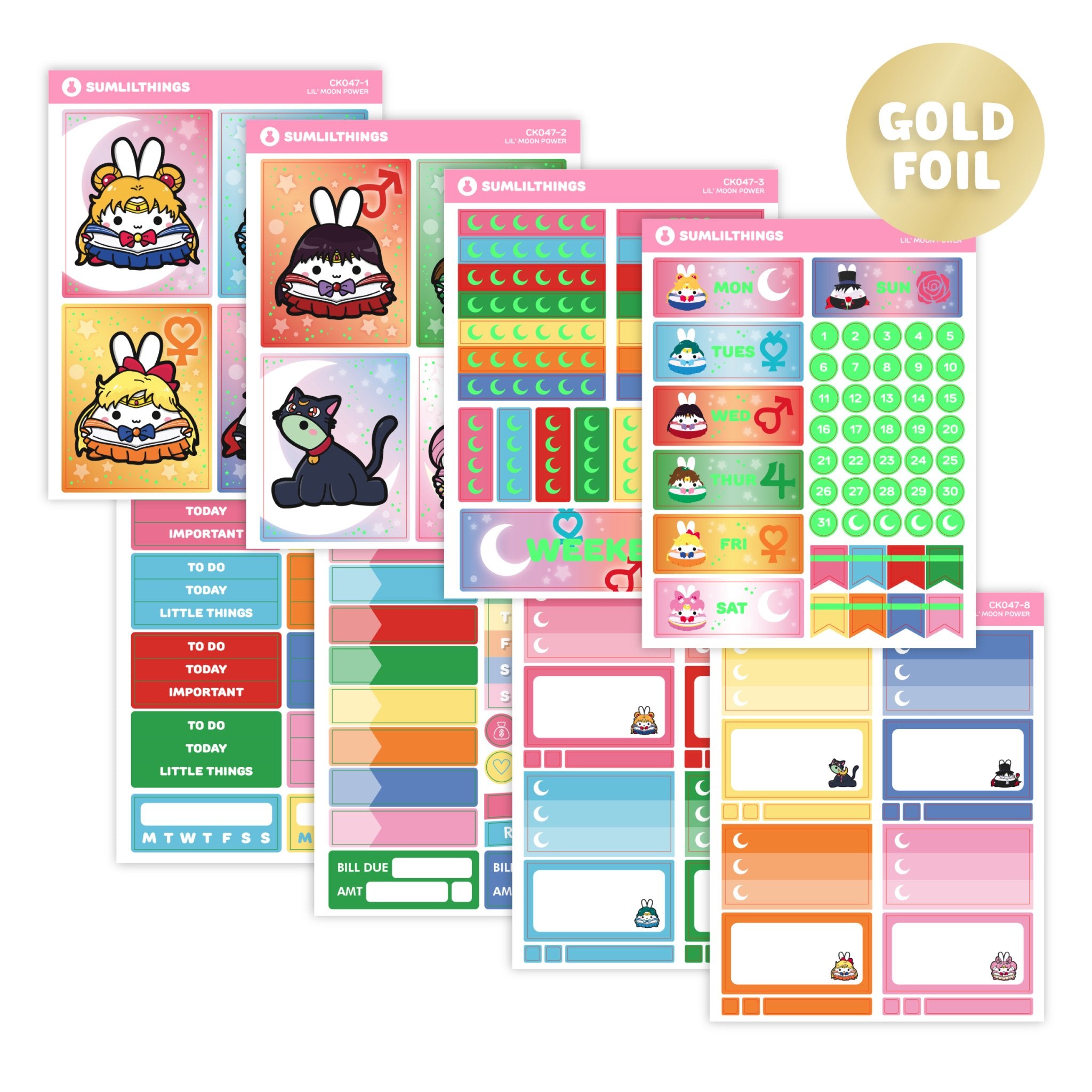 Vertical Kit - Lil' Moon Power (9 Pages) - Gold Foil - SumLilThings