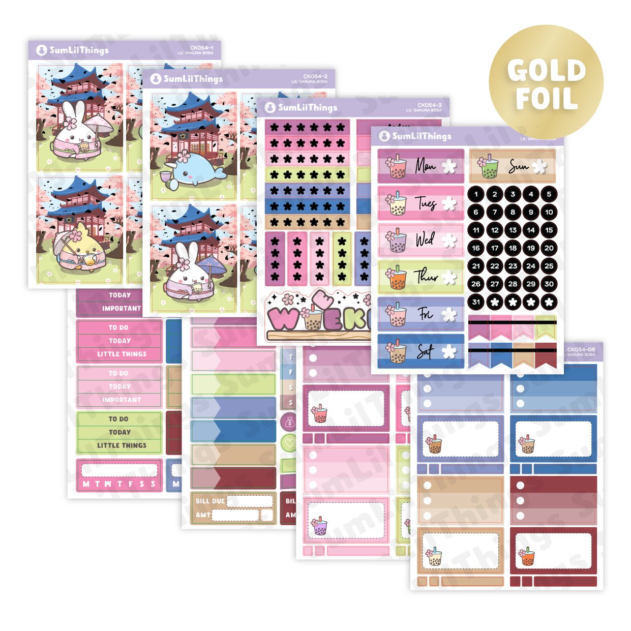 Vertical Kit - Lil' Sakura Boba - Gold Foil - SumLilThings