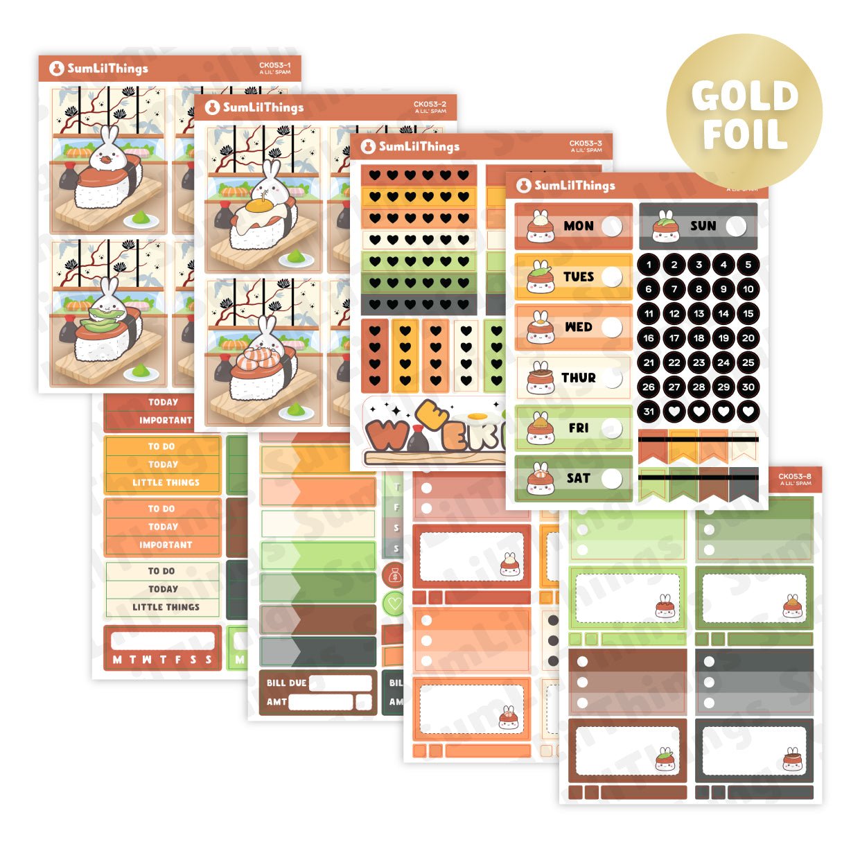 Vertical Kit - Lil' Spam Musubi - Gold Foil - SumLilThings