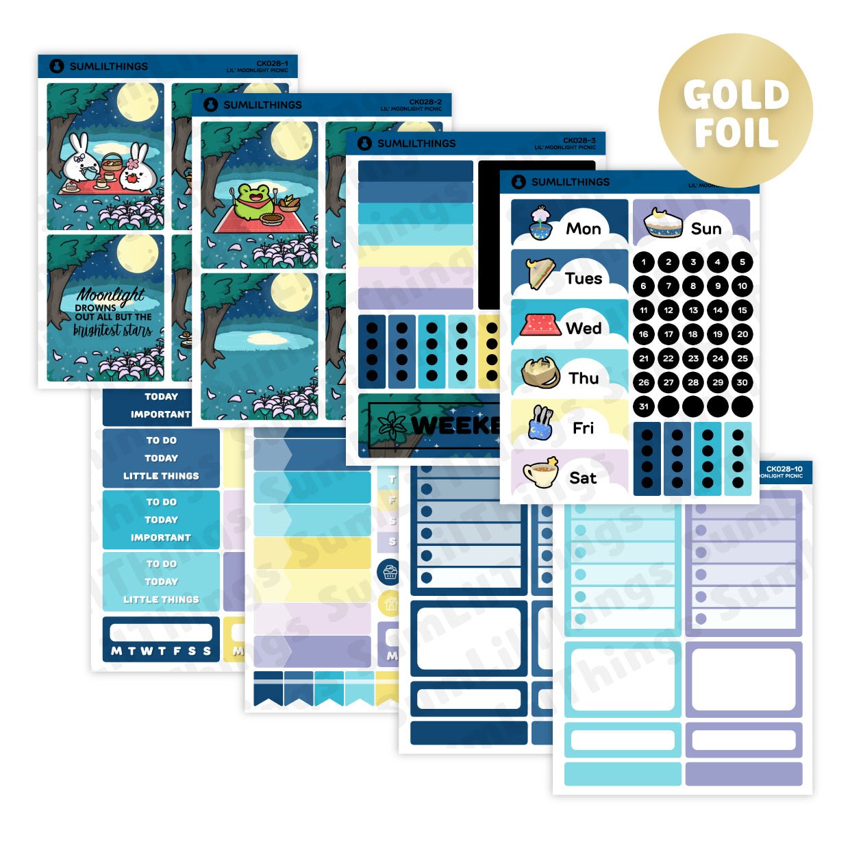 Vertical Kit - Moonlight Picnic (10 Pages) Gold Foil - SumLilThings