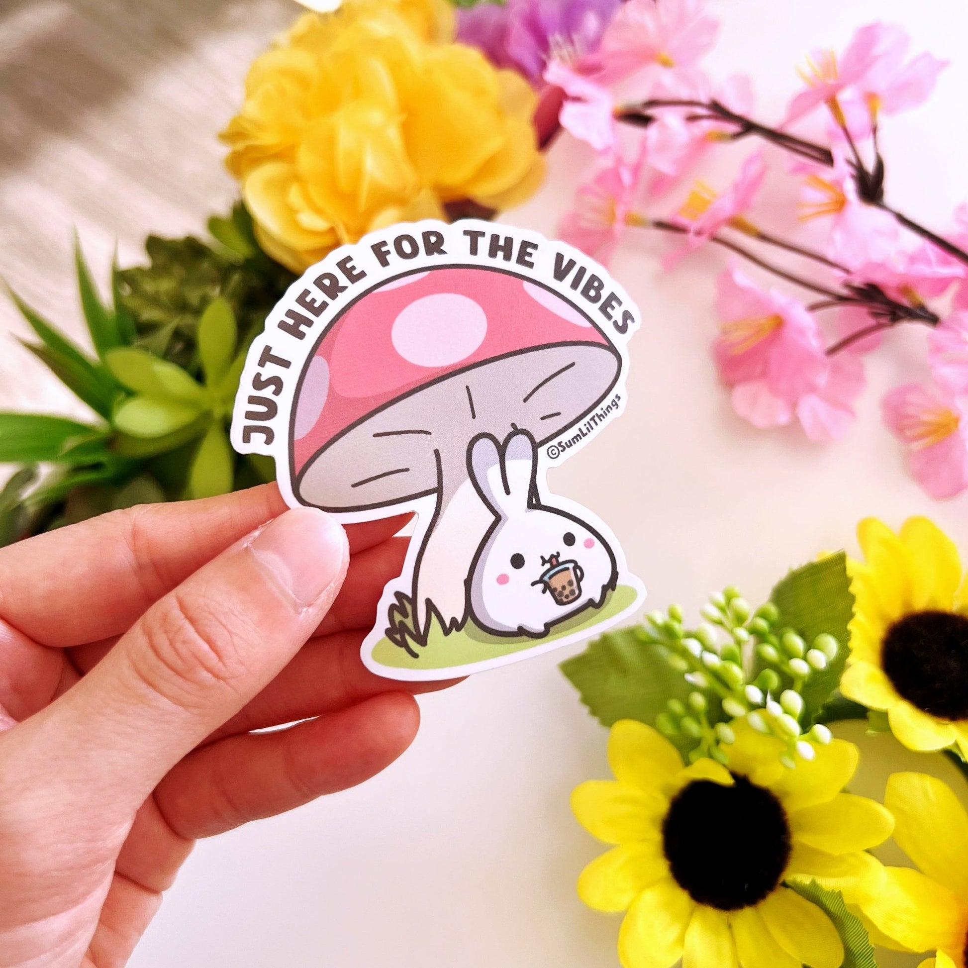 Vinyl Sticker - Here For The Vibes (Boba) - SumLilThings