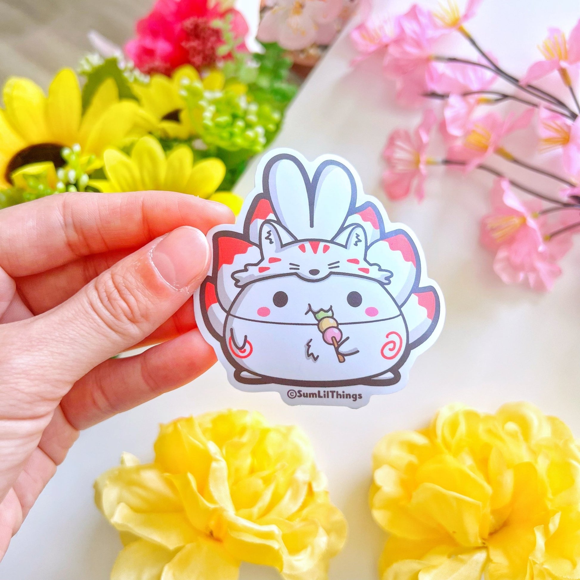 Vinyl Sticker - Kitsune with Dango - SumLilThings