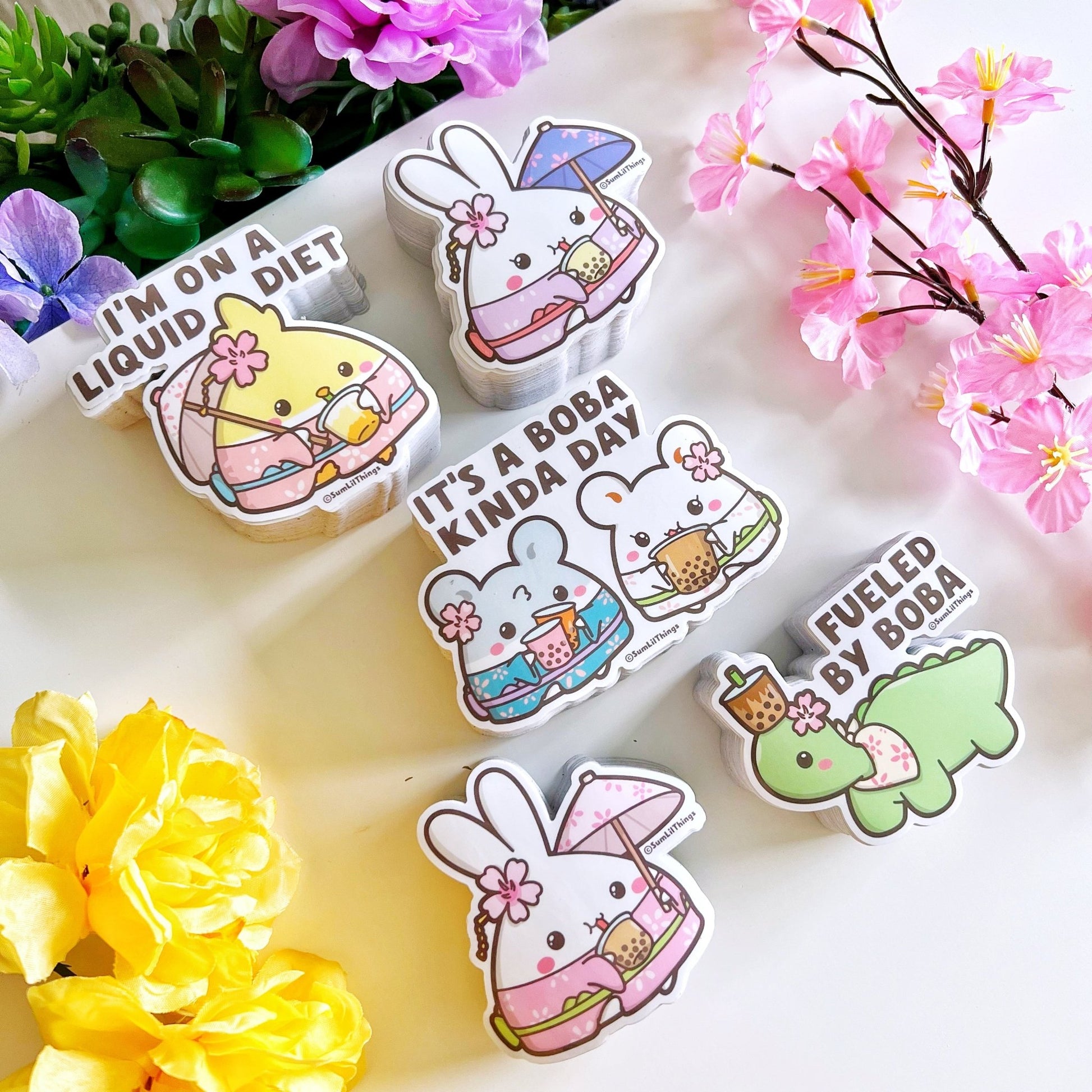 Vinyl Sticker - Lil' Sakura Boba Series (Set of 5) - SumLilThings