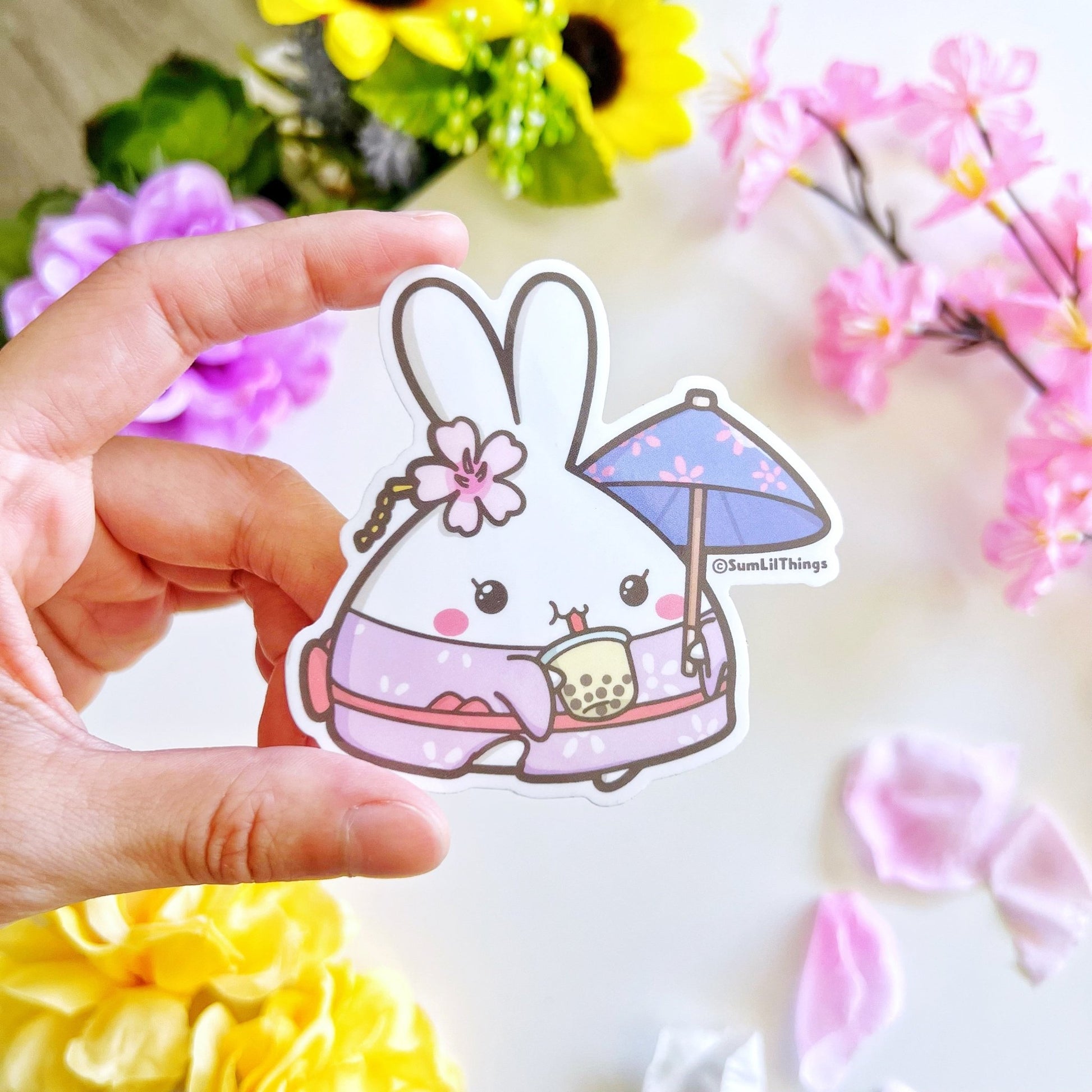 Vinyl Sticker - Sakura Boba Mimi (Transparent) - SumLilThings