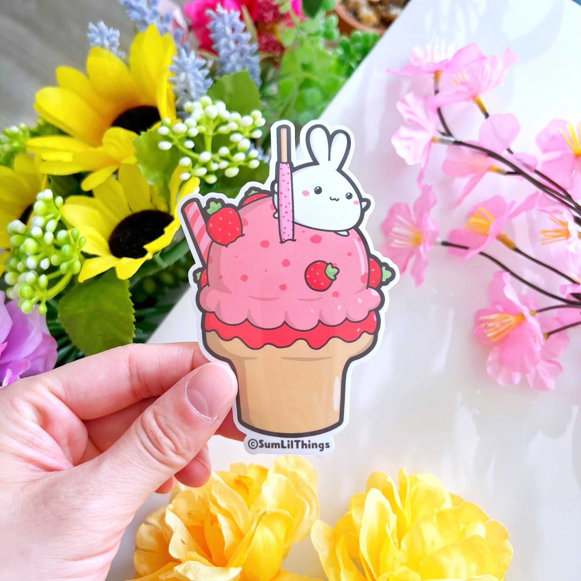Vinyl Sticker - Strawberry Ice Cream (Transparent) - SumLilThings
