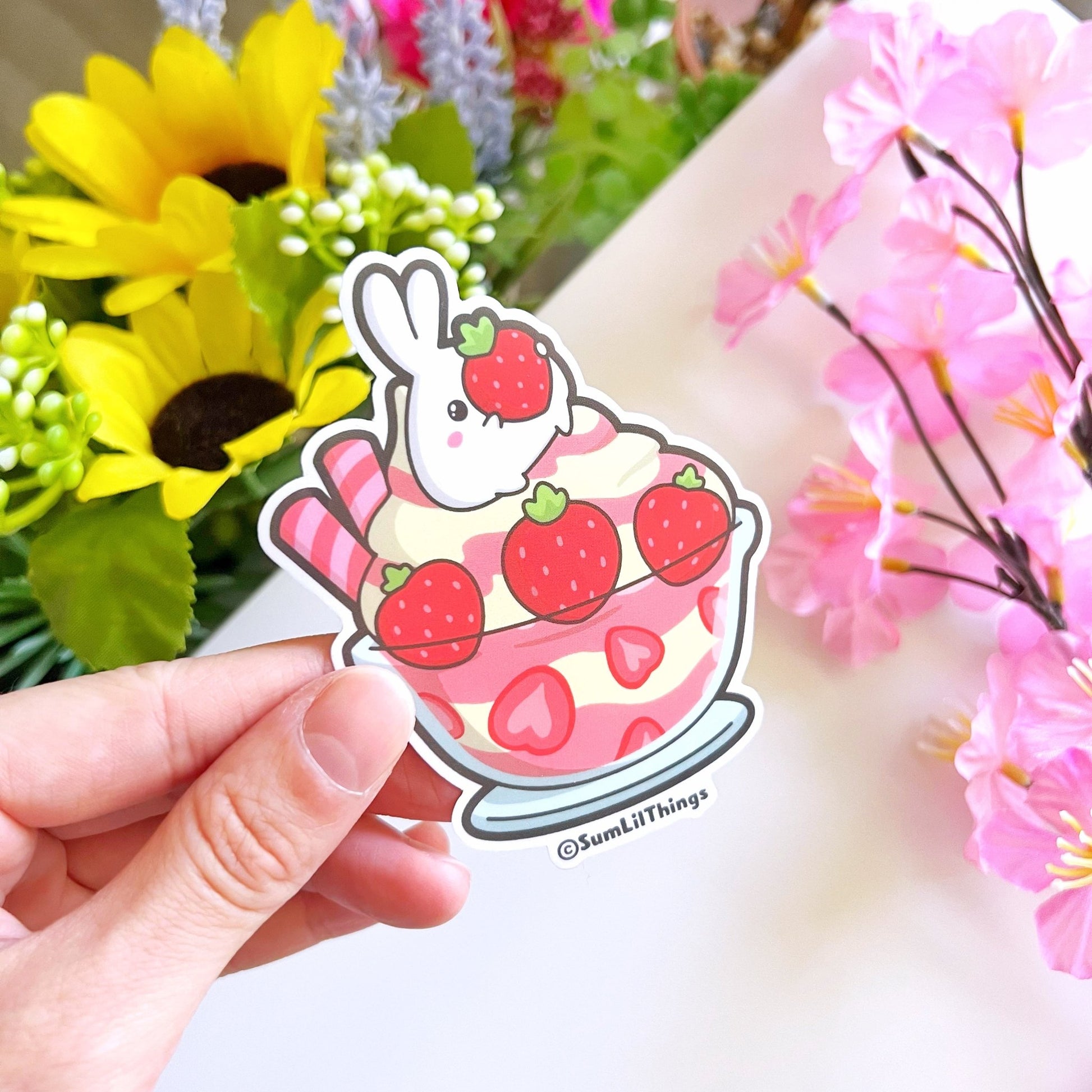 Vinyl Sticker - Strawberry Sundae (Transparent) - SumLilThings