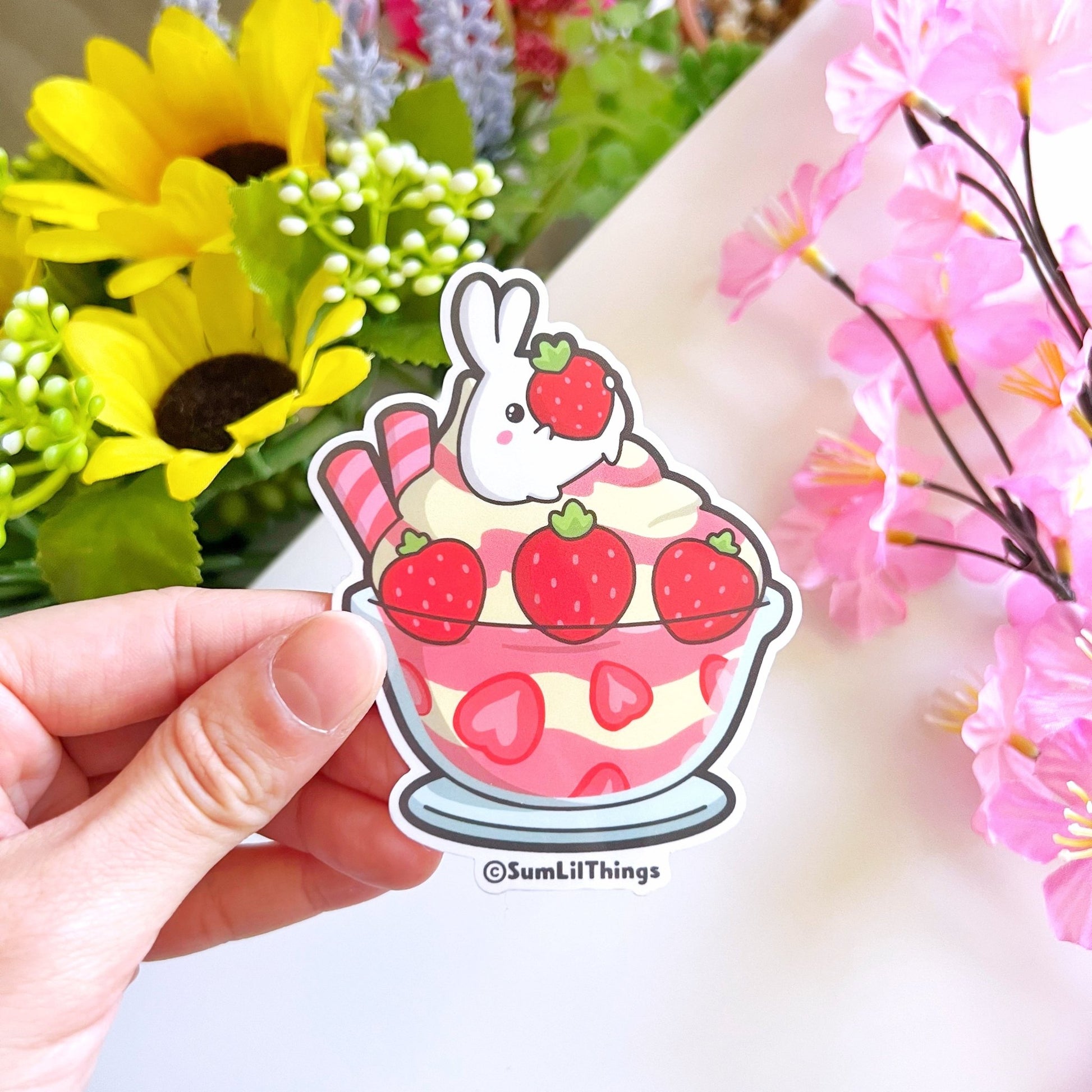 Vinyl Sticker - Strawberry Sundae (Transparent) - SumLilThings