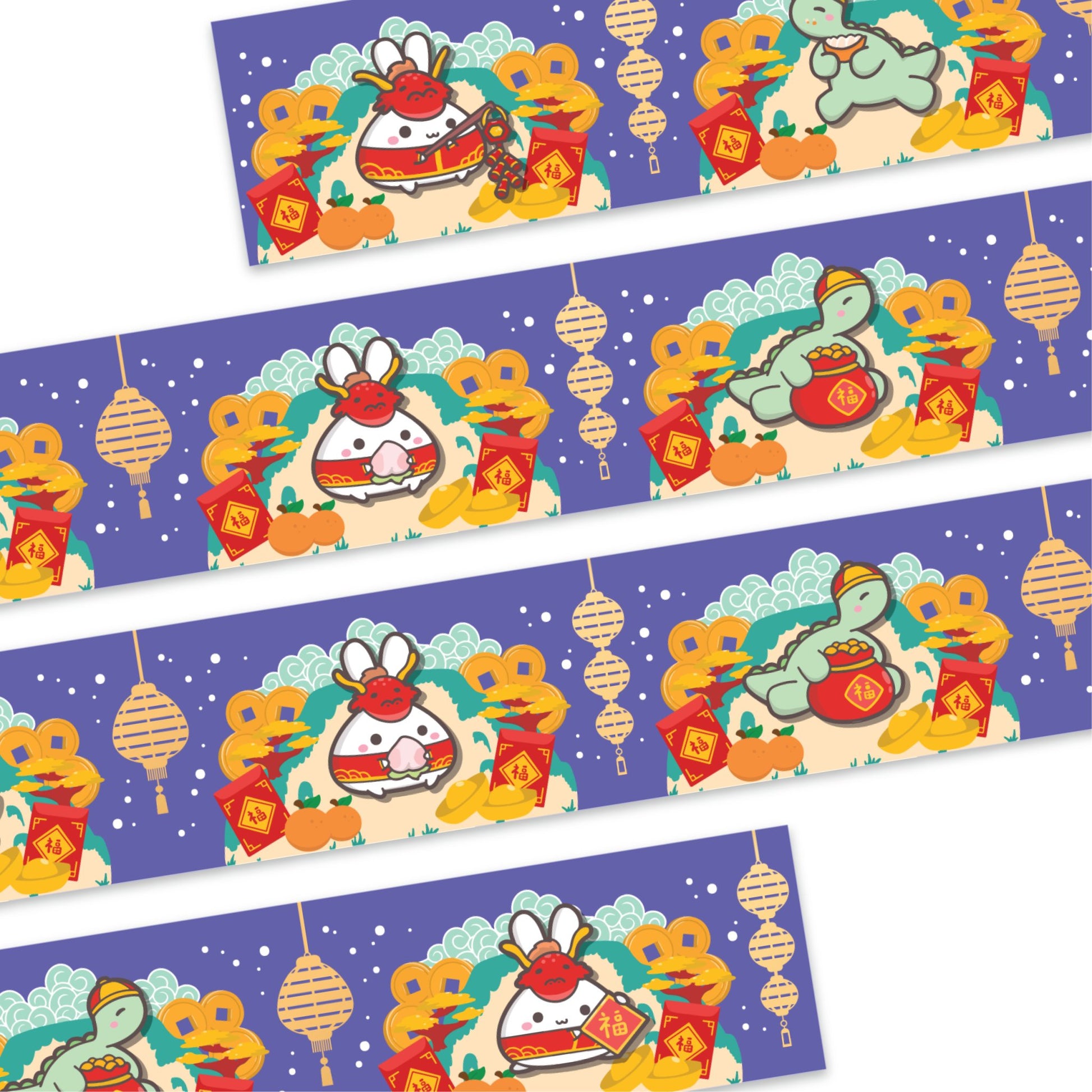 Washi Tape - Auspicious Dragons (25mm) - Holo Gold Foil - SumLilThings