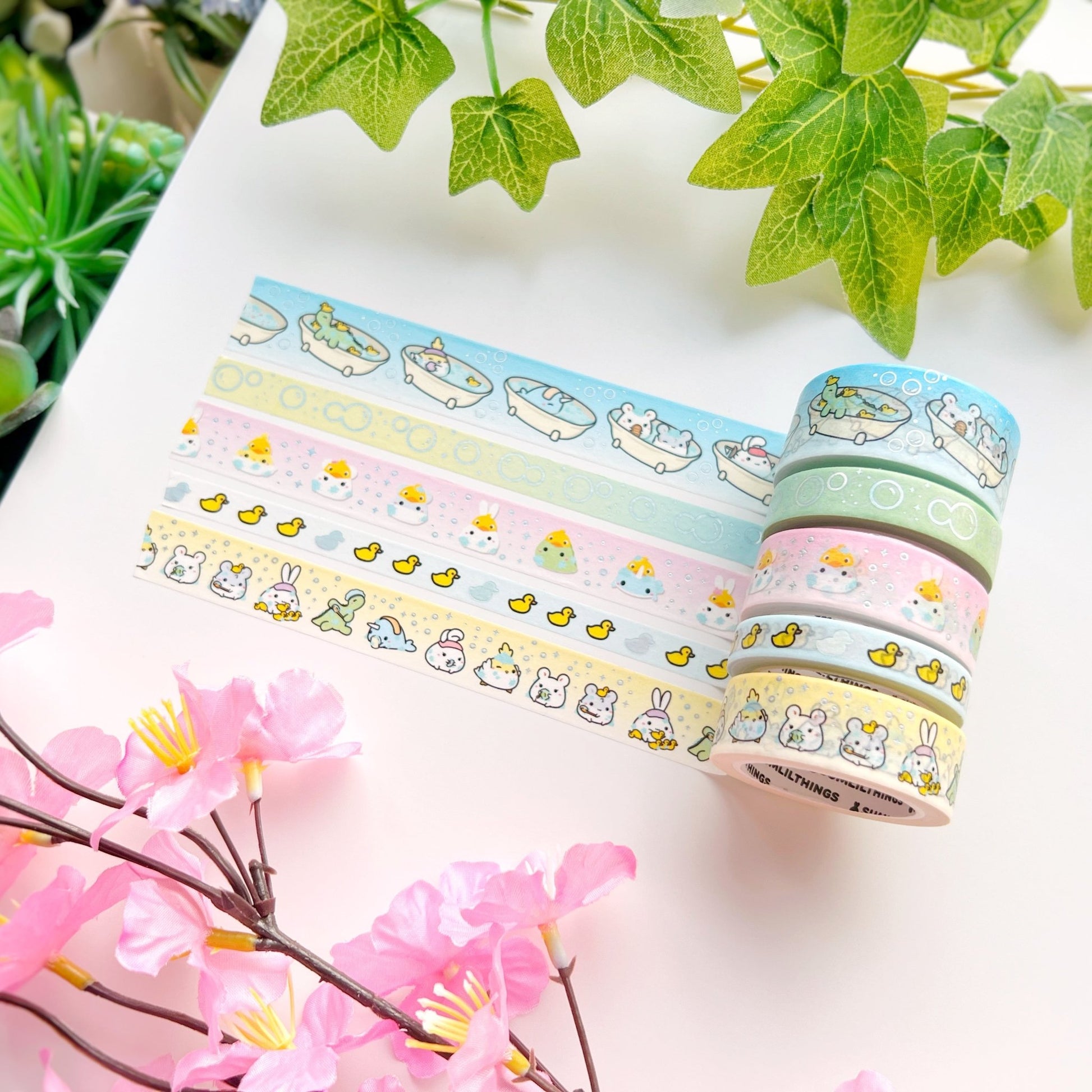 Washi Tape - Bathtime Misfits (20mm) - Holo Silver Foil - SumLilThings