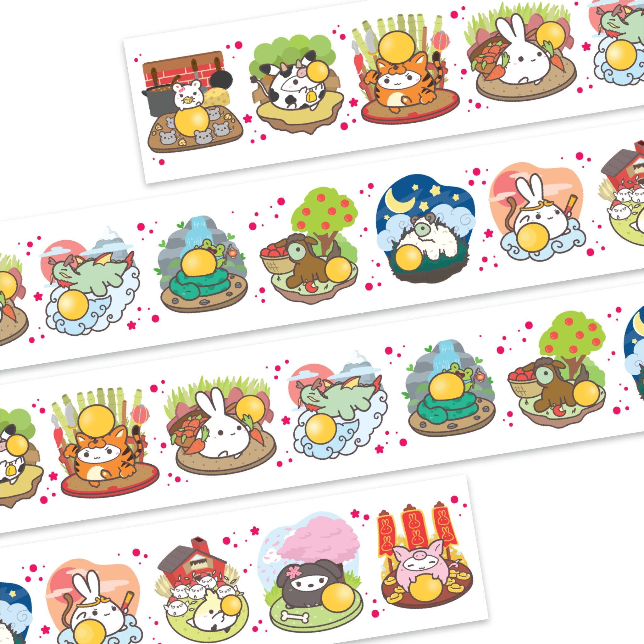 Washi Tape - Lil' Zodiac Animals (25mm) - Holo Gold Foil - SumLilThings