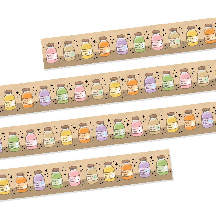Washi Tape - Milk Tea Bottles (15mm) - Holo Gold Foil - SumLilThings