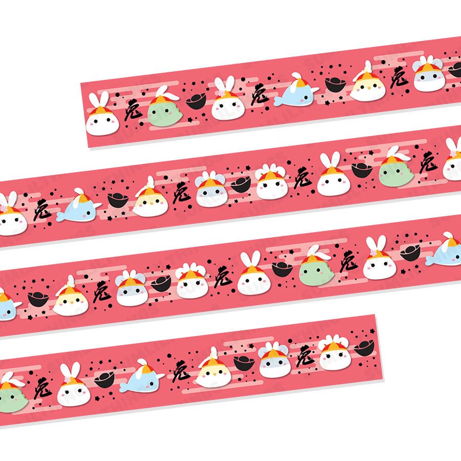 Washi Tape - Year of the Rabbit Dolls (15mm) - Holo Gold Foil - SumLilThings