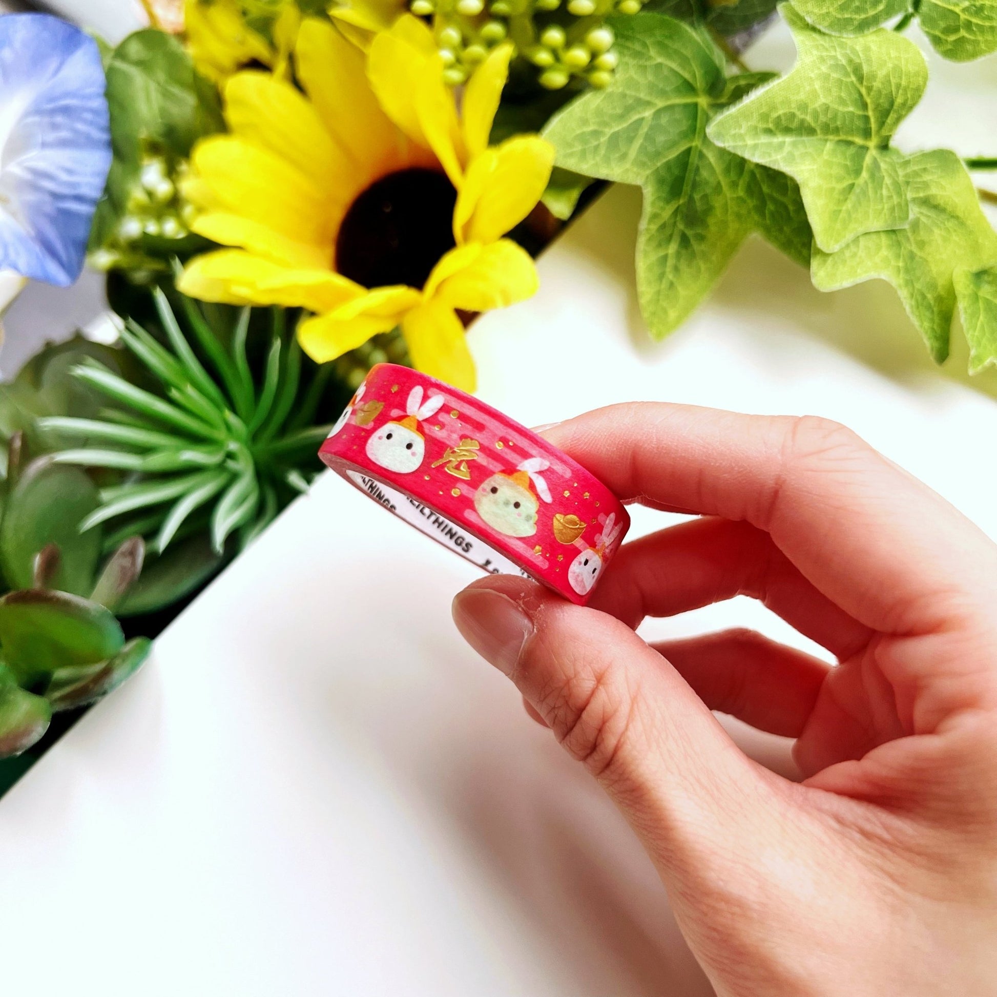 Washi Tape - Year of the Rabbit Dolls (15mm) - Holo Gold Foil - SumLilThings