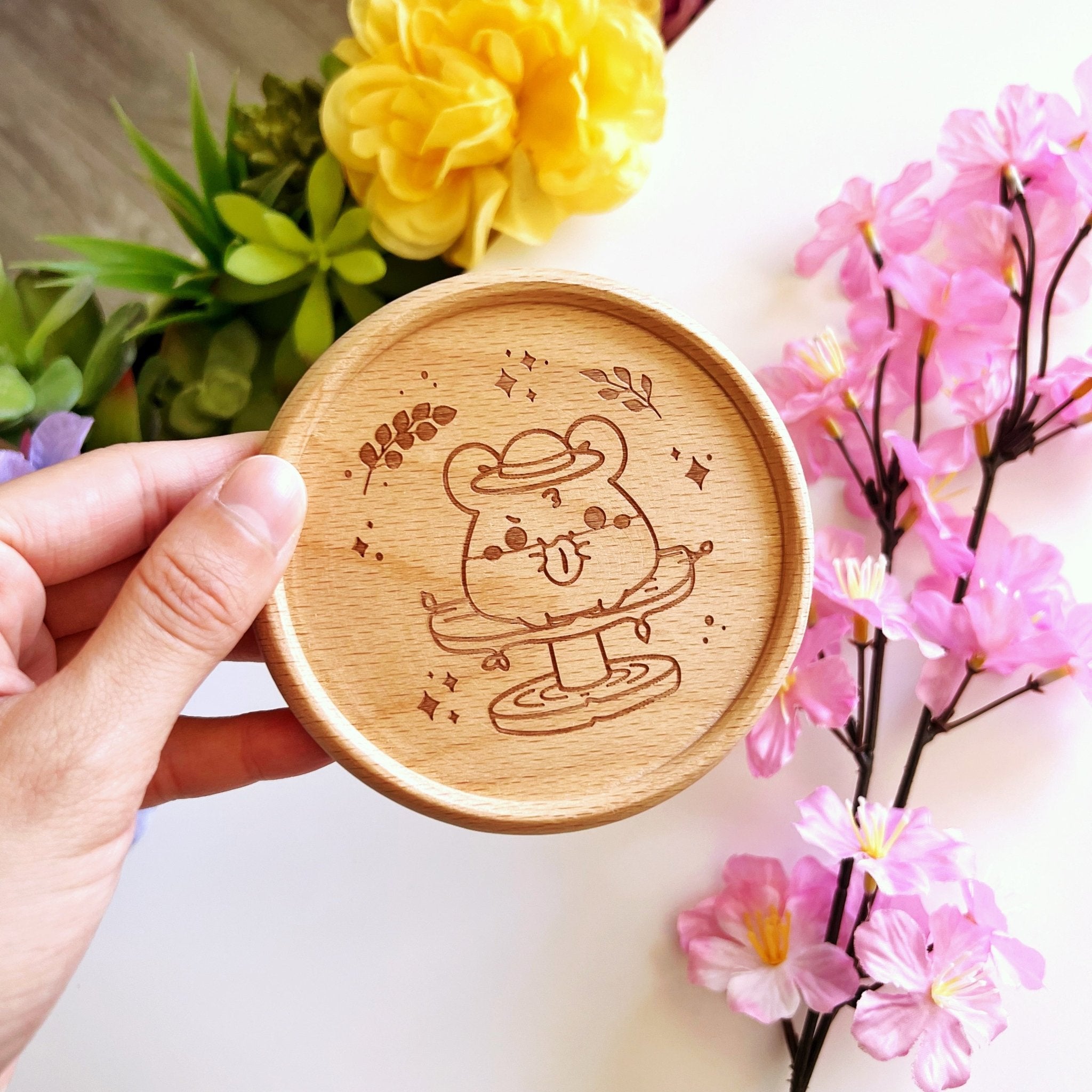Wooden Coaster - Cinnamon Chugging Coffee - SumLilThings
