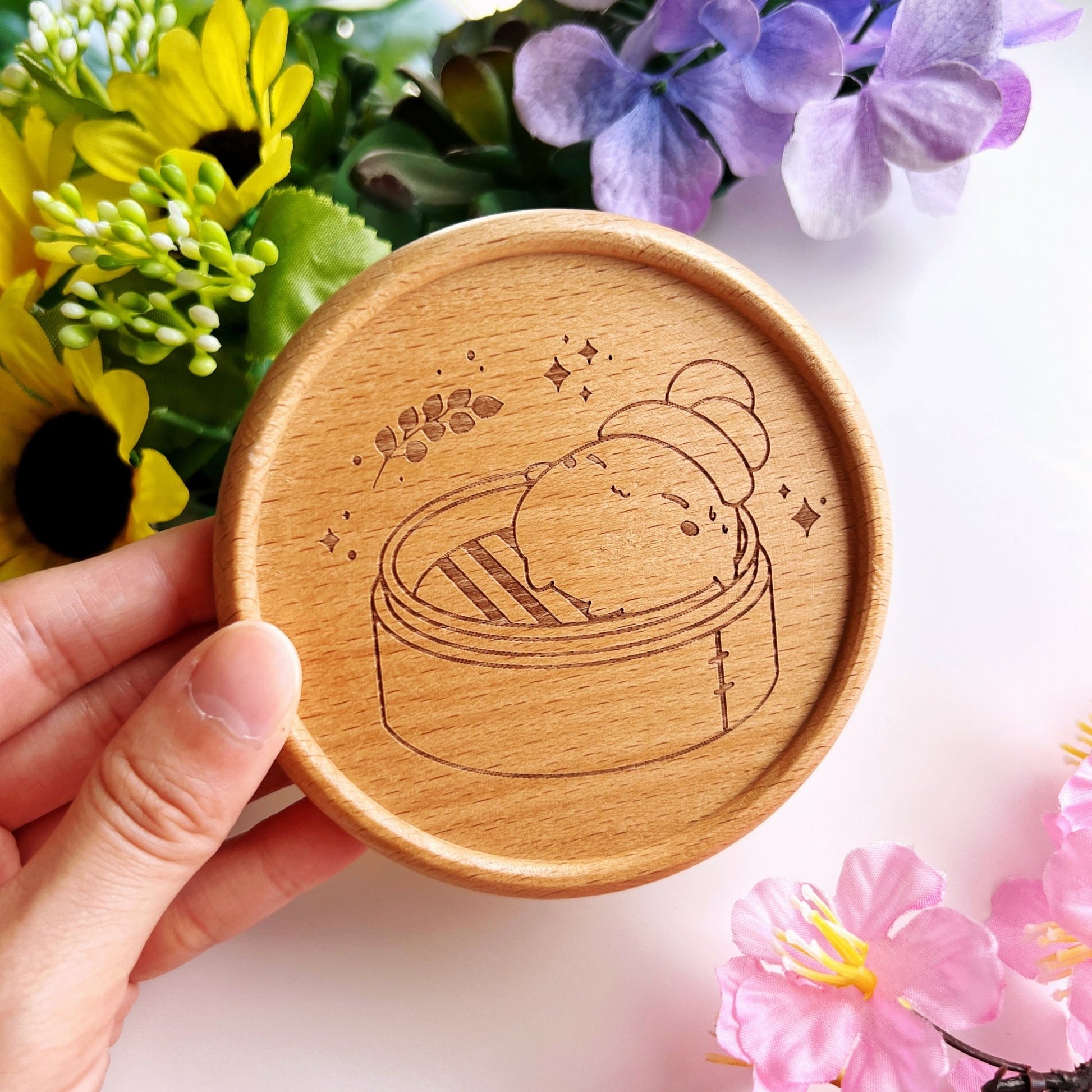 Wooden Coaster - Dimsum Steaming Lil - SumLilThings