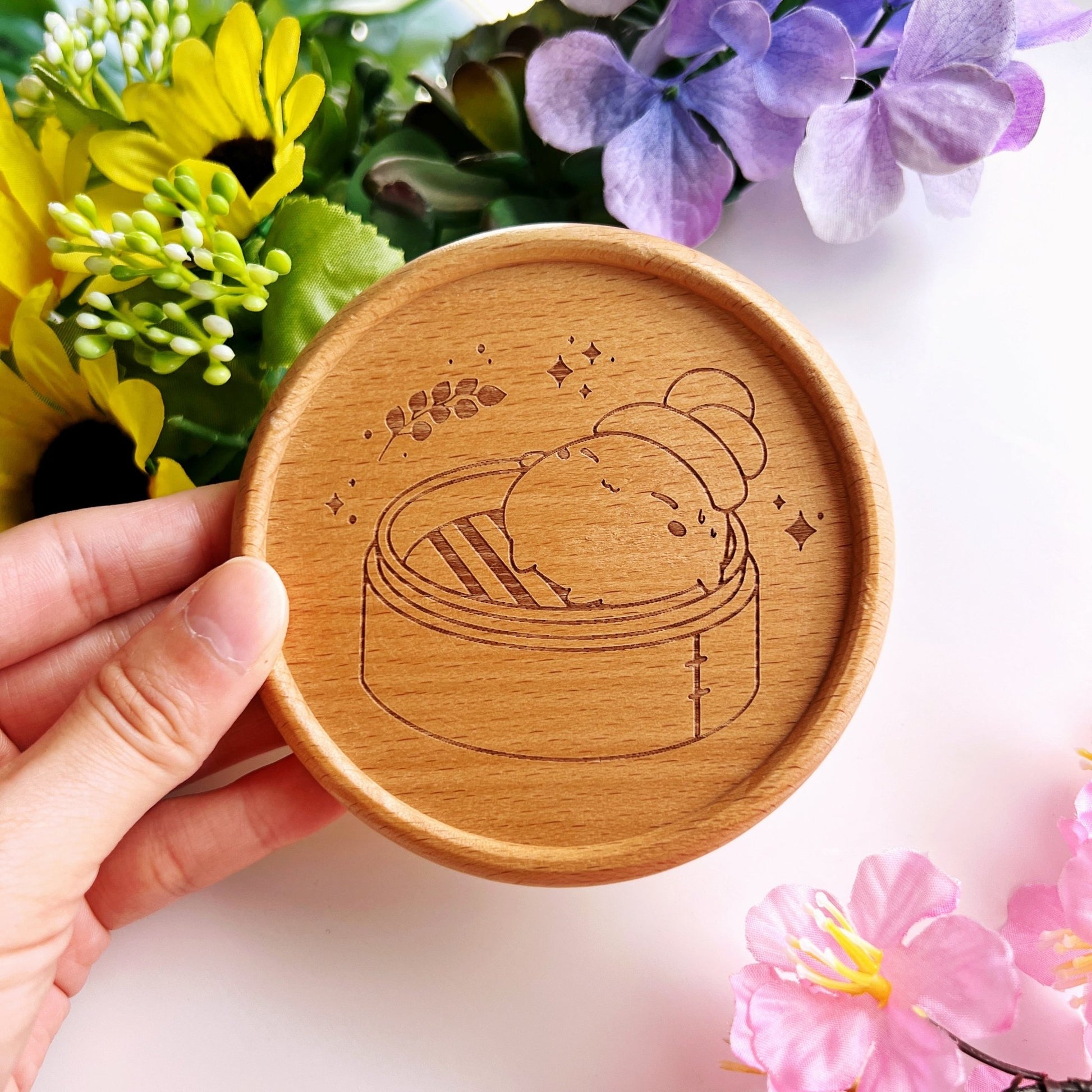 Wooden Coaster - Dimsum Steaming Lil - SumLilThings
