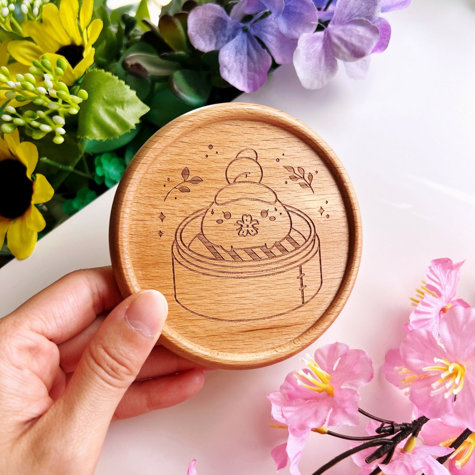 Wooden Coaster - Dimsum Steaming Mimi - SumLilThings