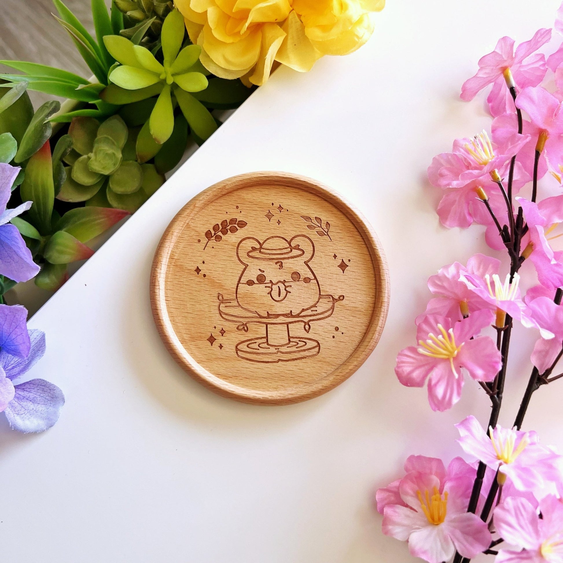 Wooden Coaster - Oatmeal with Coffee Bean - SumLilThings