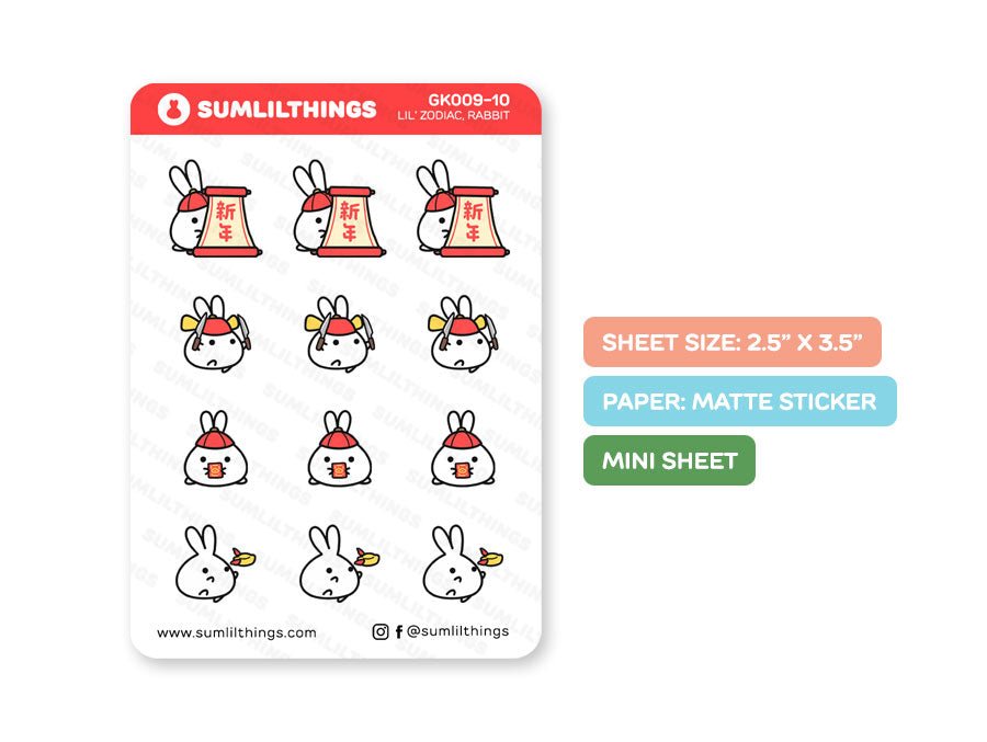 Year of the Rabbit Stickers - Mini Sheet - SumLilThings